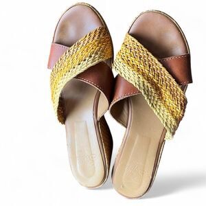 Sotto Sopra Women's Wedge Sandals Platform Basket Weave size 38 (7.5-8)